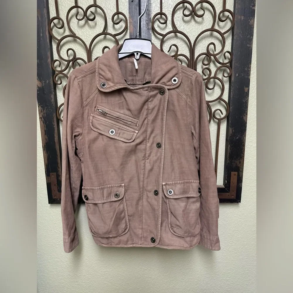Free People slouchy bomber zip up & button jacket